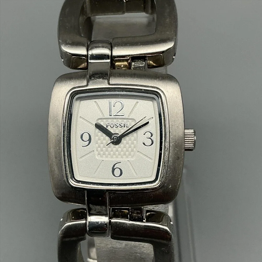 Fossil Womens Watch 24mm Stainless Steel ES-2277 Square Links New Battery 6.5